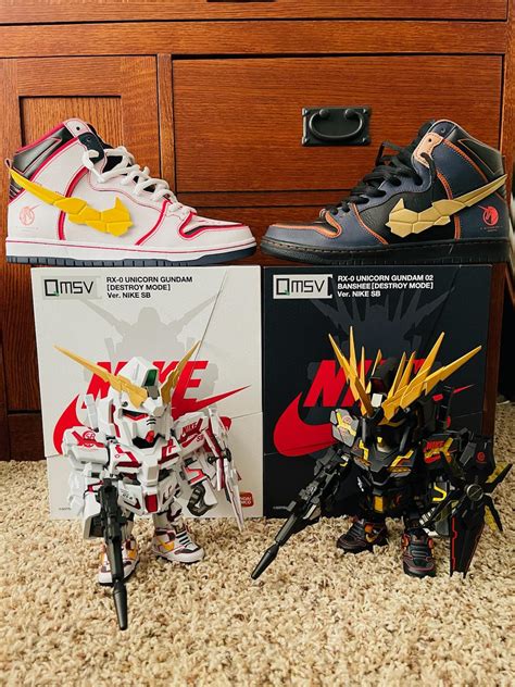 nike dunks gundam|Nike sb Gundam figure.